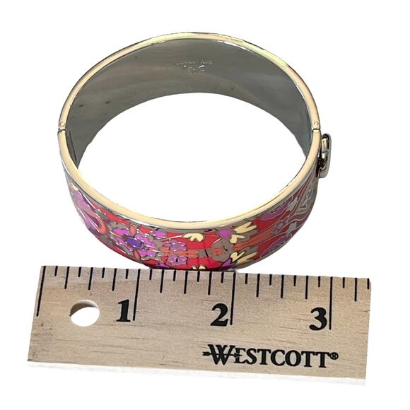 NEW Johnny Was Red Saba HINGED BRACELET Bangle Silver M/L Boho Chic Floral NWT - Picture 8 of 9